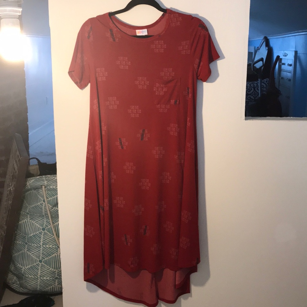 Red patterned lularoe dress